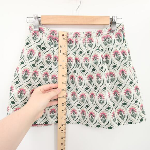 Zara Girls Skirt Pink Off White Floral Embroidered Tapestry Mini A-Line 13/14 - Picture 3 of 8